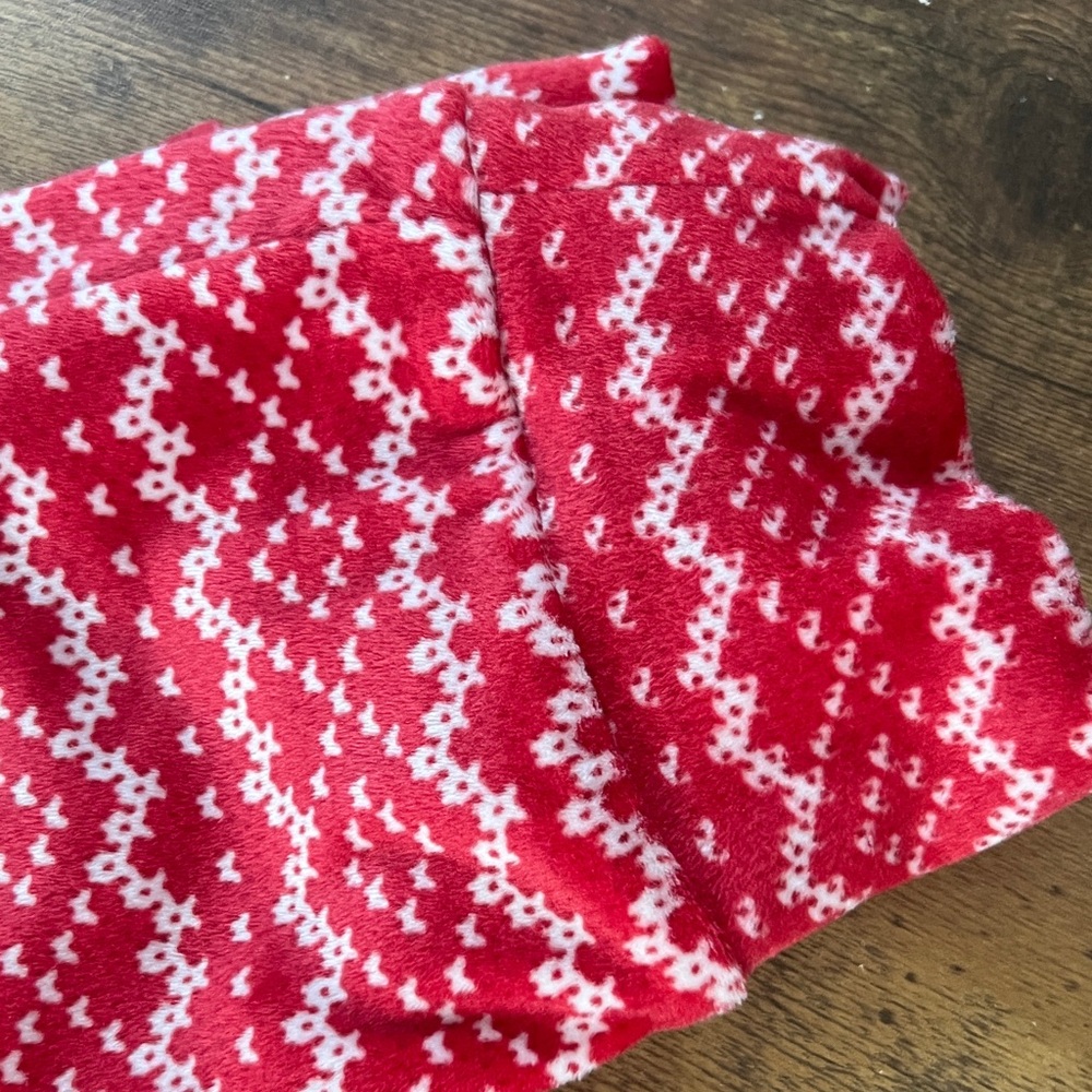 Women's Fleece White and Red Pajama Set - Picture 6 of 9